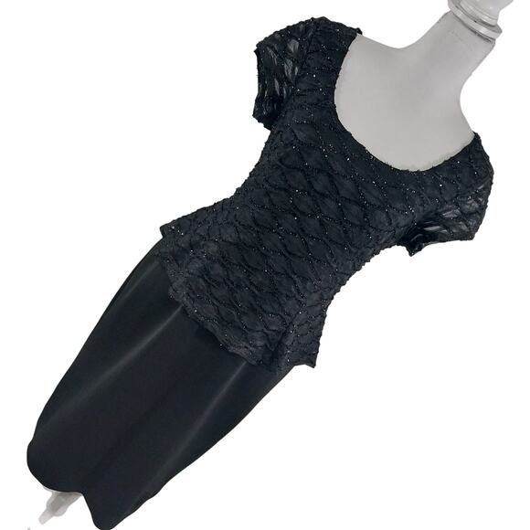 CONNECTED APPAREL! LUXE BLACK TWINKLING DETAIL STRETCH KNIT MIDI DRESS! SZ 10 - Picture 10 of 10
